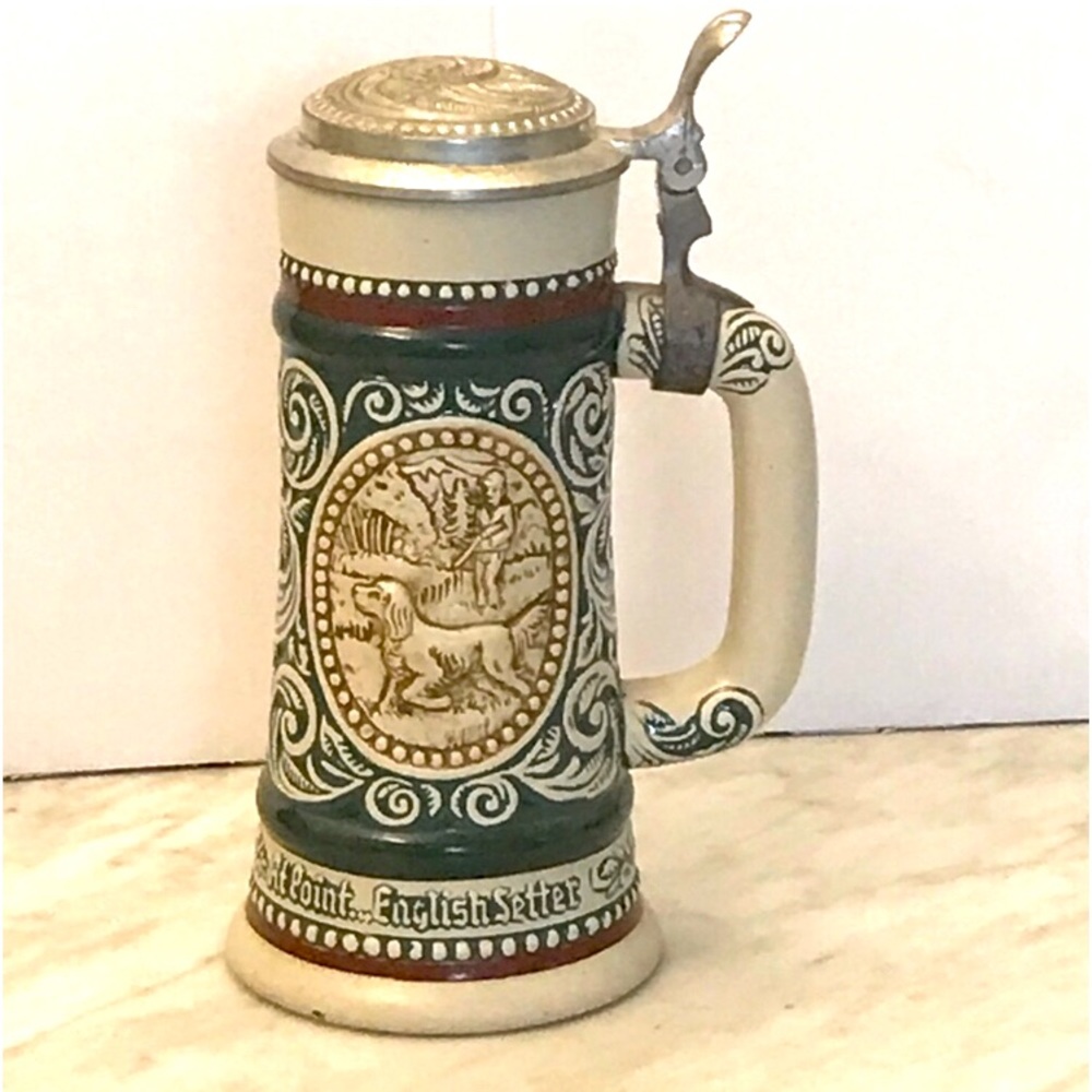 Vintage Collectible German Stein with attached Lid